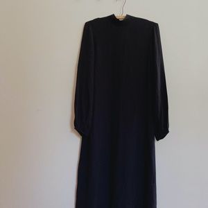 Theory 100% Silk Mock Neck Black Midi Dress NWT